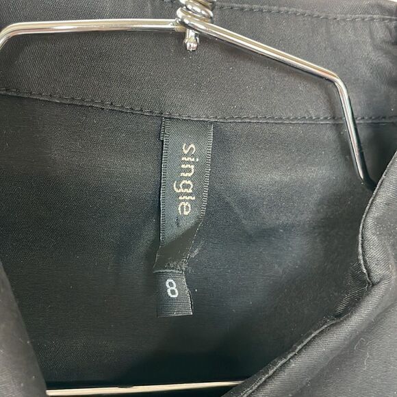 Vintage Black 3/4 Sleeve Shirt with Ruffled Hems, 8 - Picture 2 of 5